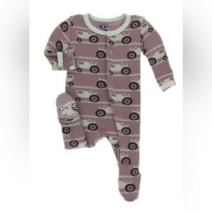 Kickee Pants - Raisin and tractor Footie